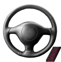 Cubierta para volante de coche de cuero perforado para Volkswagen VW Golf 4 Passat B5 Seat Leon Polo accesorios interiores de coche