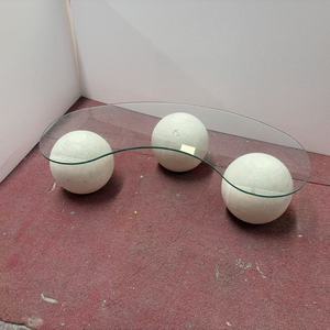 Tavolino <span class=keywords><strong>da</strong></span> Caffè Moderno con Base <span class=keywords><strong>in</strong></span> Marmo Naturale e Piano <span class=keywords><strong>in</strong></span> <span class=keywords><strong>Vetro</strong></span> <span class=keywords><strong>Temperato</strong></span>, Altezza Regolabile per Soggiorno - Product Image 6
