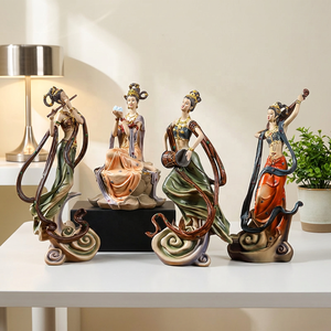 SE7ART Dunhuang Flying Apsara, sculpture en résine peinte à la main de style chinois classique, artisanat haut de gamme pour salon - Product Image 1