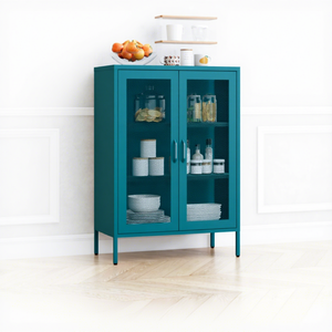 Armoire de salon Sodor en acier avec portes, étagères réglables, design moderne, organisation multifonctionnelle, <span class=keywords><strong>casier</strong></span>, fente de ventilation - Product Image 3