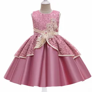 FSMKTZ קטן באיכות גבוהה בנות ללא שרוולים תחרה שמלה סיטונאי ילדי בגדי ילדים בוטיק אופנה שמלות