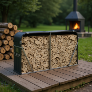 Porte-bûches en acier galvanisé anthracite 70,9x17,7x39,4 pouces pour cheminées, rangement du bois, design moderne - Product Image 2