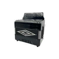 SEASOUND OEM Accordéon Diatonique Professionnel en Bois 31 Boutons 12 Basses pour Étudiant, Boutons Noirs en Celluloïd, Portable JB3112A