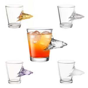 Copa de cóctel de cristal de lujo con relieve de cabeza de animal, sin plomo, base gruesa, mango con forma de tiburón creativo, capacidad de 60 ml - Product Image 6