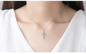 <span class=keywords><strong>G2560</strong></span> venta al por mayor Collier Argent 925 plata esterlina circón diamante Cruz colgante collar mujeres joyería fina collares - Product Image 6
