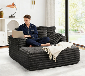 Oversized Chaise Lounge Chair Indoor,Plush Faux Fur Sleeper <strong>Sofa</strong> Couch <strong>Bed</strong> With Pillows&amp;Wide Armrests,Fluffy Comfy Cloud Couch - Product Image 4