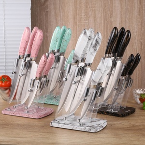 Durable Cutting Knife Stainless Steel Kitchen Knife Set Bread Utility Chef Knives With Knife <b>Block</b> - Product Image 6