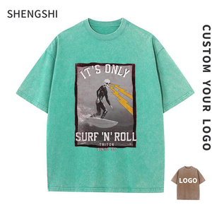 SHENGSHI T-shirt unisexe Lavage minéral détendu col rond 320g coton Équipe rétro à séchage rapide avec impression personnalisée T-shirt en vrac décontracté pour unisexe - Product Image 1