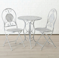 Nouvel ensemble de meubles de jardin en fer rustique antique noir vintage pour balcon, terrasse, chaise, table, 3 pièces, décoration