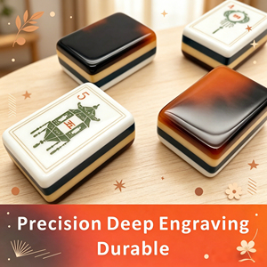 Classic <b>Mahjong</b> Tile <b>Set</b> With Tortoise Shell Pattern White Lotus Design Portable Plastic Tiles For 4 Players - Product Image 5