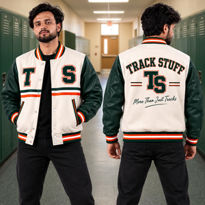 <b>Track</b> Stuff Custom <b>Mens</b> Varsity Letterman <b>Jacket</b> Wool Cotton Stand Collar Custom Embroidered Logo Front Streetwear Winter - Product Image 6