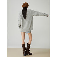 Cardigan en mohair personnalisé pour femme, col en V, boutons arc-en-ciel, tricot jacquard, manches longues, pull tricoté
