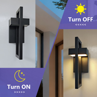 Lampu Dinding Luar Ruangan LED 12W Hemat Energi 5CCT Suhu Warna Dapat Disesuaikan CRI95 Finishing Hitam Modern Besi Kaca
