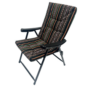 Chaise de plage pliante en fer à ressorts, portable, inclinable, pour la pause déjeuner et les loisirs, avec dossier en coton – Ventes flash - Product Image 1
