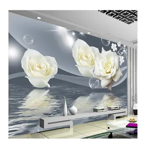 KOMNNI foto papel pintado 3D estéreo Rosa Blanca Flor burbuja Mural papel de pared sala de estar TV sofá telón de fondo tela de pared decoración del hogar