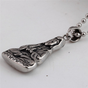Collar con Estatua de Guanyin de Acero Inoxidable, Cadena de Cuentas Redondas de 60 cm, Colgante de Moda Unisex para Regalo - Product Image 2
