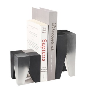 Sujetalibros minimalistas modernos de cristal con forma irregular, paquete de varias piezas para decoración de oficina, escritorio, hogar y estudio - Product Image 5
