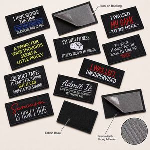 Prêts à expédier : Patchs brodés thermocollants robustes, noirs, rectangulaires, avec lettrage, à thème <span class=keywords><strong>citation</strong></span> sarcastique, <span class=keywords><strong>moral</strong></span> ou meme humoristique, style tactique - Product Image 1