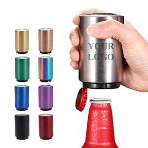 Portable Automatic <b>Beer</b> Bottle Opener Custom Logo Bottle Opener Stainless Steel Automatic Push Down Bottle Opener for Gift Item - Product Image 1