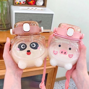 Cute Pig And Duck Water <b>Bottle</b> For Kids With Straw Large Capacity Children's Drinkware Back To School Plastic Cup - Product Image 4
