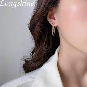 Boucles d'oreilles à chaîne et pompon en <span class=keywords><strong>or</strong></span> 18K, bijou rétro, tendance, pour femmes, nouvelle collection 2020 - Product Image 6