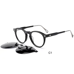 High Quality Acetate Glasses Eyewear Optical Unisex OEM Service Acetate Clip on Frames Glasses Magnetic Polarized Sunglasses
