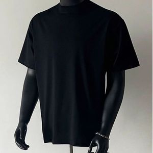 Maglietta estiva viola scura per gli uomini stile retrò americano di fascia alta in cotone 100% fatta a mano mezza manica ampia maglietta per gli uomini - Product Image 2