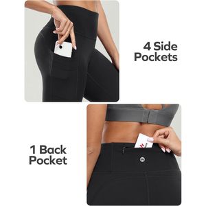 Leggings FOXA con 5 bolsillos, pantalones de yoga de cintura alta con control de abdomen para mujer, para entrenamiento y correr, 25 27 pulgadas - Product Image 5