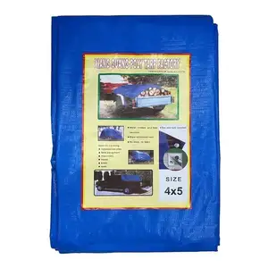60-160gsm Sun Reflective PE Tarpaulin Sheet Plastic Fabric Blue And White Strips Color HDPE Tarpaulin Rolls