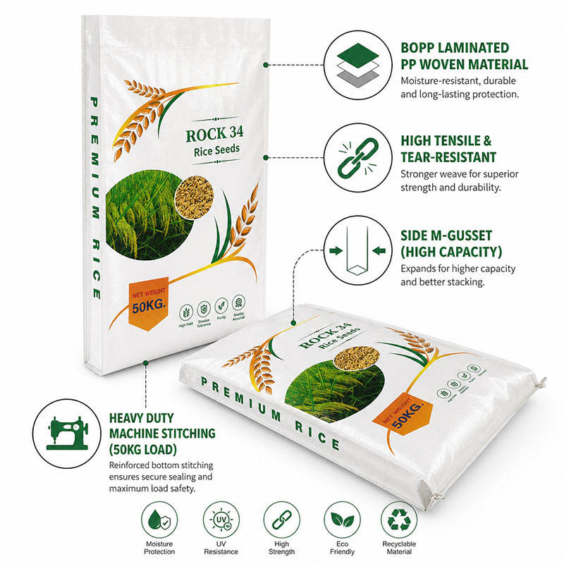 Custom Printed 1Kg 2Kg 5Kg 10Kg Rice Flour Packaging PP Woven Bag With ...