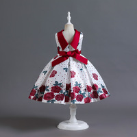 Robe d'Été Fille à Fleurs Grande Nœud Robe de Princesse de Noël à la Mode Cadeau d'Anniversaire Vêtements pour Enfants de 2 à 10 Ans