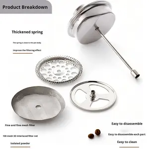 เครื่องชงกาแฟแบบกดมือ สแตนเลส 304 สำหรับชงกาแฟ ชงนม ชง<span class=keywords><strong>ชา</strong></span> พร้อมตัวกรอง สำหรับ<span class=keywords><strong>ร้าน</strong></span>กาแฟ - Product Image 6