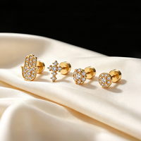 Boucles d'oreilles créatives évidées style européen et américain, plaquées or 18 carats, avec clous à vis, motif palmier rétro classique pour femmes