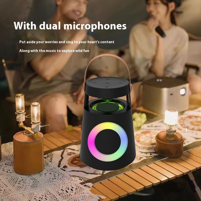 Outdoor Heavy Bass Audio Equipment High Aesthetic Bluetooth Speaker Portable Wireless Speaker With Mic And Ambiance Lights
