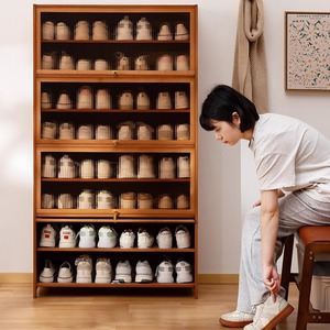 Zapatero sencillo, mueble de almacenamiento para la entrada, zapatero doméstico, de varias capas con puertas, adecuado para usar en pasillos y - Product Image 3