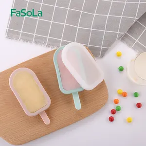 Moldes de paletas de silicona reutilizables FaSoLa, molde de helado con palos y tapa, molde de Chocolate, bandeja de cubitos de hielo, congelador DIY para el hogar