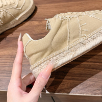 Espadrilles plates décontractées multicolores pour femme, style designer, en toile brute avec semelle extérieure en caoutchouc, de haute qualité, à lacets, pour la marche