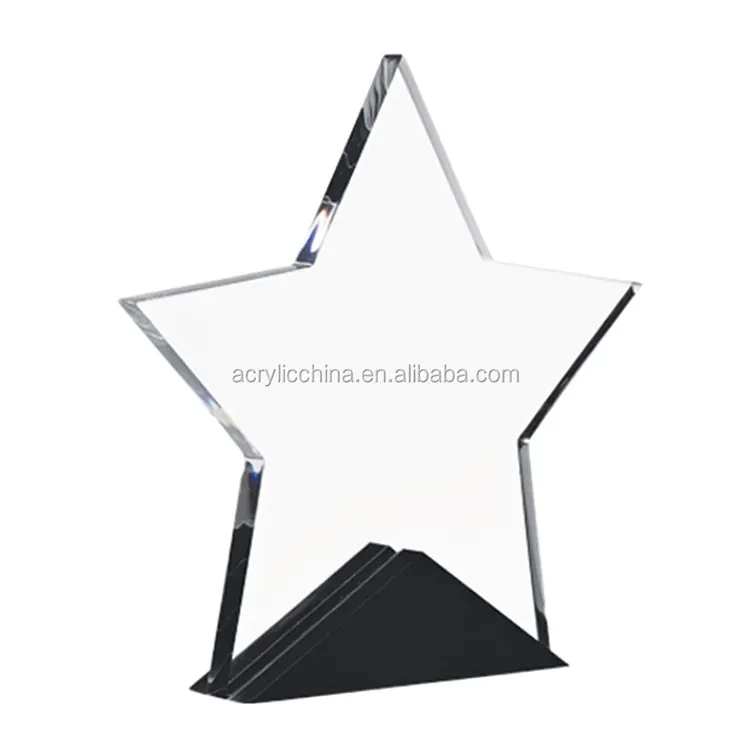 Hediye koleksiyonu için yeni tasarım özel yıldız şekli akrilik kristal kupa ödülü