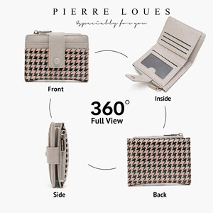 Pierre Loues Houndstooth Short <b>Wallet</b> For Women With Coin Purse <b>RFID</b> <b>Blocking</b> Small Size - Product Image 3