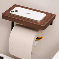 Tempat Tisu Toilet Modern dari Baja Anti Karat Berlapis Bubuk, Tempat Tisu Toilet Dinding dari Bambu untuk Kamar Mandi