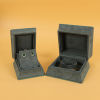 Boîte à bijoux haut de gamme SIFO avec logo personnalisé, emballage pour boucles d'oreilles et pendentifs, boîte à bijoux en velours vert ultra-fin pour bagues.