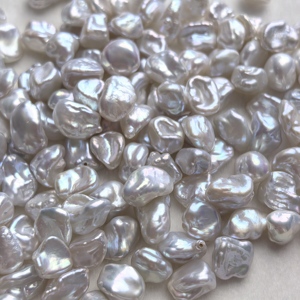 Perles Keshi Baroque d'Eau Douce Sans Noyau, Blanc Rose Violet, Forme Irrégulière, Nacre Solide, Vendues au Poids, Taille au Choix - Product Image 4
