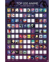 Póster Rascable de 100 Anime - Lista de Deseos de las Mejores Animaciones Japonesas de Todos los Tiempos