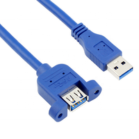 USB 3.0 Typ A Stecker auf Buchse Verlängerungskabel mit Panelmontage-Schrauben 5Gbps 1 Meter 24AWG STP Abgeschirmt