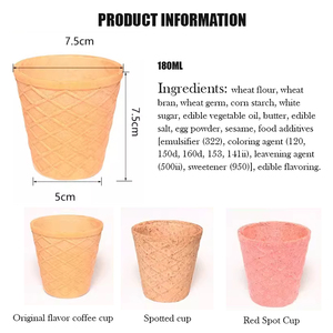 Edible Coffee Cup Caliber 180ML Environmentally Friendly Coffee Milk Tea <strong>Dessert</strong> Suitable for Hot and Cold Edible Biscuit Cup - Product Image 4