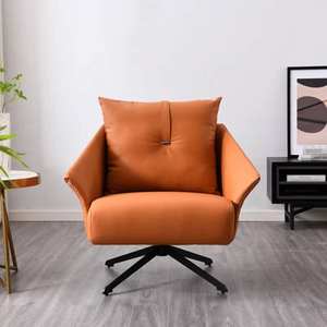 Fauteuil de salon de style minimaliste moderne avec roulettes pivotantes en cuir synthétique pour la maison, le bureau, l'appartement, l'hôtel - Product Image 6
