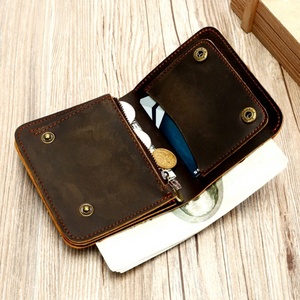 Vintage Fashion Genuine Leather Cowhide Lining Light Weight Zipper Coin Purse Men's Dollar Bill Wallet High-End - Product Image 2