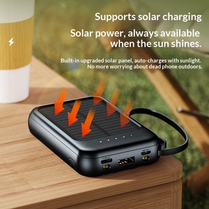 Outdoor Ultra-thin Portable Solar Power Bank <strong>External</strong> Battery Built-in <strong>Cable</strong> 20000mAh/10000mAh/6000mAh High Capacity 22.5W - Product Image 1