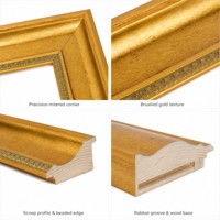Moulure en pin massif pour cadre photo 80x45mm, profil doré en forme de cuillère, moulure en bois pour peinture à l'huile, décoration de galerie