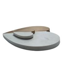 Ensemble de plateau et de sous-verres en bois et marbre classique pour la Saint-Valentin, emballage écologique, plateau à pain et à fromage pour les mariages et les fêtes
